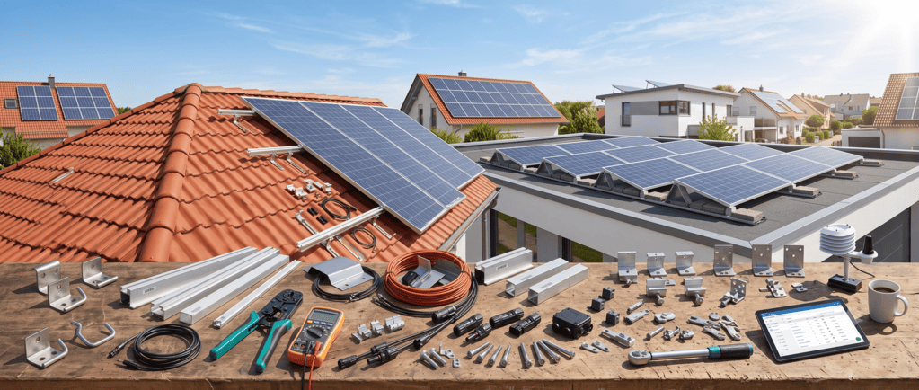 Aluminum base profiles and fastening hardware for PV roof mounting by Cusmade K-500®